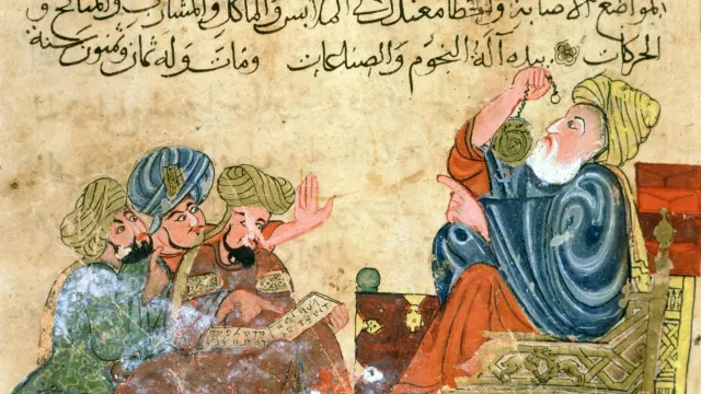 Aristotle teaching his students, from a 13th-century Arabic manuscript