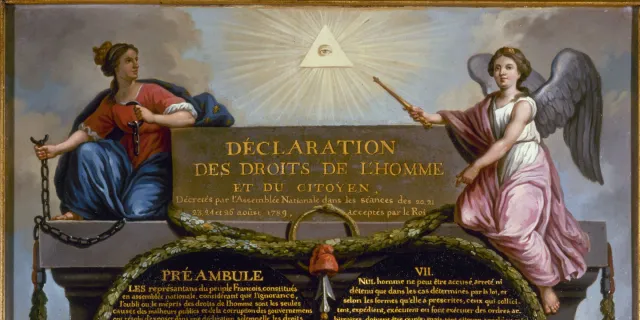 The Declaration of the Rights of Man and of the Citizen, 1789, painted by Le Barbier