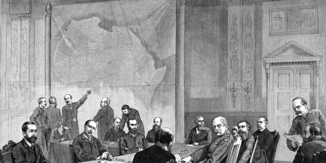 Illustration of the Berlin Conference of 1884, where European powers divided Africa